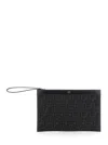Fendi Men Grey Clutch With All-over Ff Motif In Fabric And Leather Man In Multi