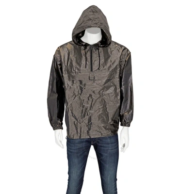 Fendi Men's Grey Pull-out Hood Oversized Wind Breaker Jacket