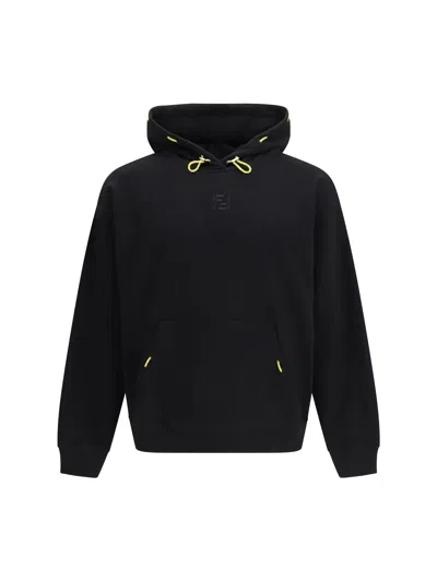 Fendi Men Hooded Sweatshirt In Cotton With Embroidered Logo In Black