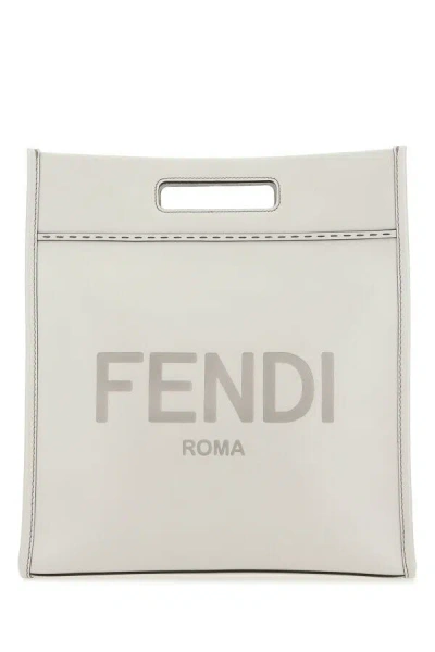 Fendi Men Ice Leather Shopping Bag In White