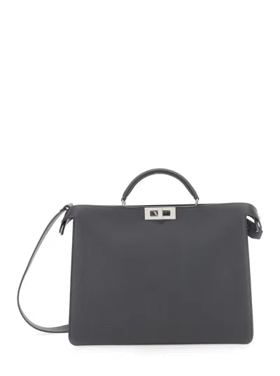 Fendi Men 'iseeu Medium' Grey Handbag With Removable Internal Pocket In Leather Man In Gray
