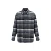Fendi Checked Virgin Wool Overshirt Withdouble Breast Pocket In Gray