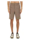 Fendi Stitching Jacquard Wool Bermuda Shorts In Brown