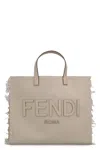 Fendi Jacquard Fabric Tote In Sand