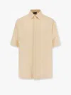 Fendi Men Jacquard Linen And Cotton Shirt With All-over Ff Embroidery In Neutral