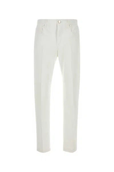 Fendi Men Jeans In Denim Bianco In White