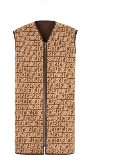 Fendi Men's Knitted Wool Vest In Beige