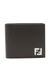 Fendi Brown Bi-fold Wallet With Squared Ff Motif In Leather Man In Brown