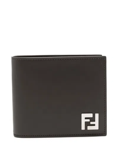 FENDI FENDI MEN LEATHER AND FF CANVAS COMPACT BI-FOLD WALLET