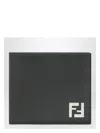Fendi Ff Leather And Canvas Brown Bi-fold Wallet Men In Green