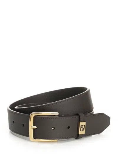 Fendi Men Leather Belt In Brown
