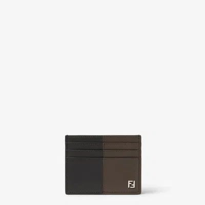 Fendi Men's Leather Card Case In Brown