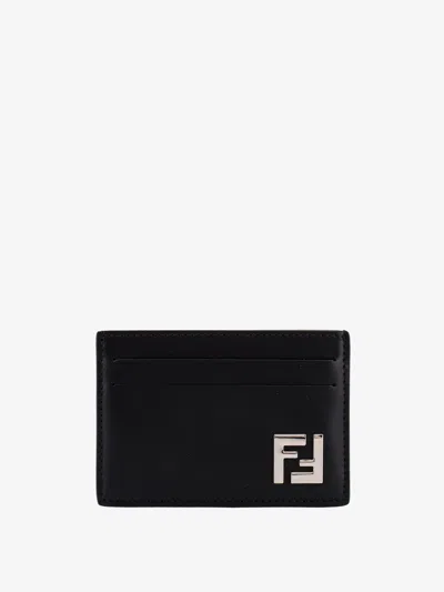 Fendi Men Leather Cardholder In Black