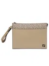 Fendi Men Leather Clutch Bag In White