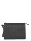 Fendi Men's Leather Clutch With Logo In Black