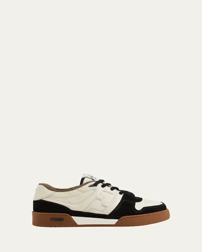 FENDI MEN'S LEATHER FF-LOGO LOW-TOP SNEAKERS