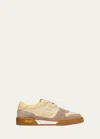 Fendi Match Cream Leather Sneakers In Straw