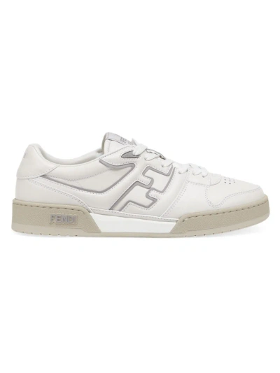 Fendi White Leather Low Top Sneakers For Men For Ss24 In White Grey