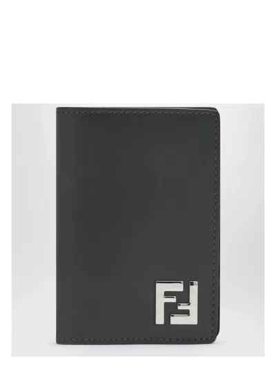 Fendi Men's Leather Military Squared Ff Card Case In Green