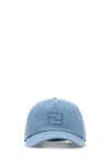 Fendi Men Light Blue Linen Blend Baseball Cap