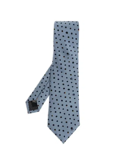 FENDI MEN LIGHT BLUE POLKA DOT TIE