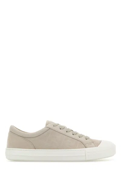 Fendi Men Light Grey Leather Domino Sneakers