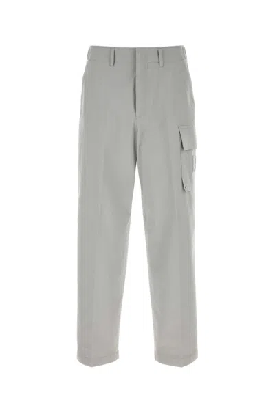 Fendi Men Light Grey Stretch Cotton Cargo Pant In Gray