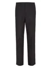 Fendi Trousers In Black Ff Jacquard Linen Blend