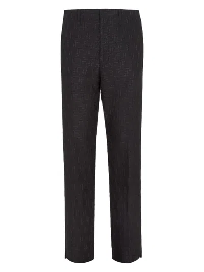 FENDI MEN'S LINEN AND COTTON BLEND TROUSERS