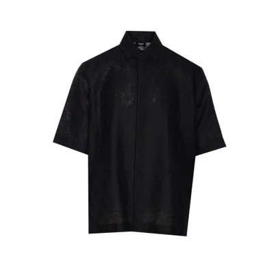 Fendi Men Linen Jacquard Ff Shirt