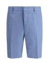 Fendi Linen Bermuda With Jacquard Trousers Light Blue In Blue