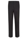 Fendi Trousers In Black Ff Jacquard Linen Blend In Black