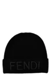 Fendi Cuffia In Lana Nera Uomo In Black