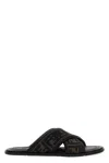 Fendi Double Crossed Band Logo Slides With Jacquard Ff Design In Black