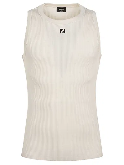 Fendi Men Logo T-shirt In Neutral