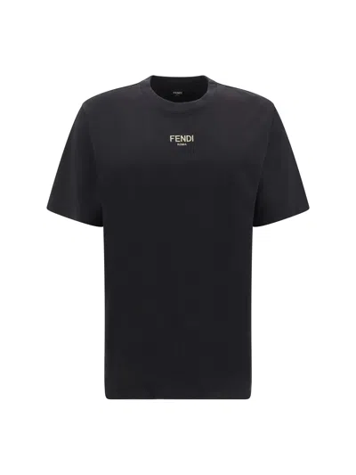 Fendi Men Logoed T-shirt In Black