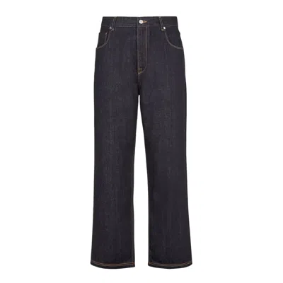 Fendi Men's Long Denim Straight-cut Jeans In Blue