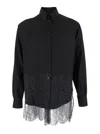 Fendi Wool Shirt With Lace Hem And Long Sleeves In Multi