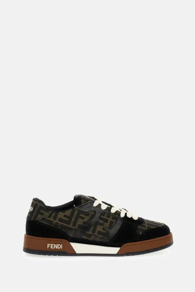 Fendi Match Ff Jacquard Low-top Sneakers In Brown