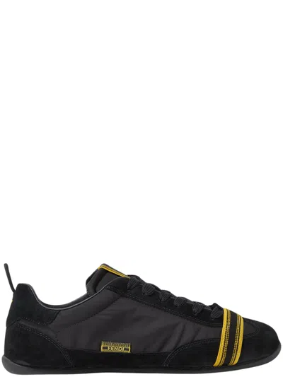 Fendi Men's Luxury Leather Sneakers In Black