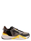 Fendi Streamline Leather Sneakers With Embossed Ff Print In Brown