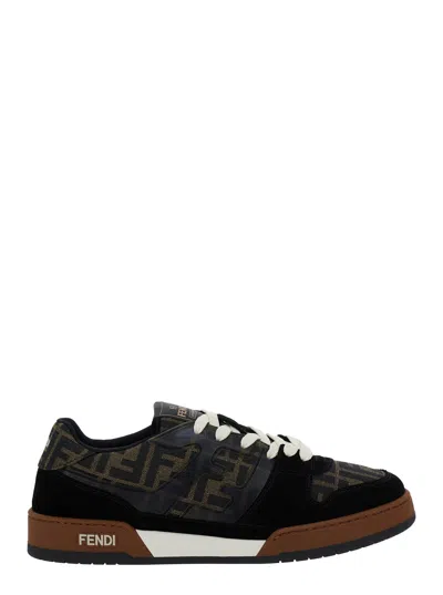 Fendi Match Ff Jacquard Low-top Sneakers In Brown