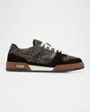 Fendi Match Low-top Ff Jacquard Fabric And Suede Sneakers In Brown