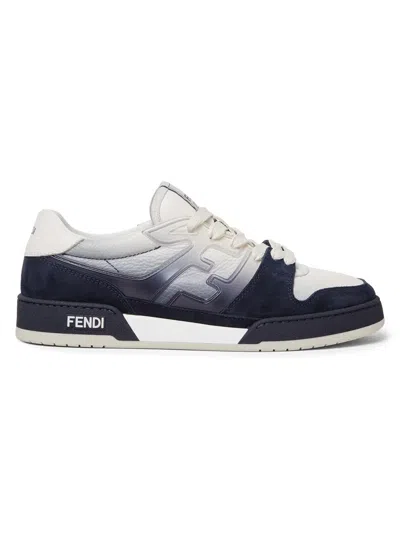 Fendi Grained Leather Sneakers With Gradient Effect For Men In Multi