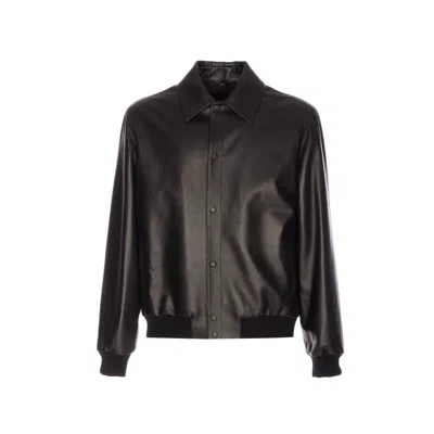 FENDI FENDI MEN MAXI LETTERING FENDI LEATHER JACKET