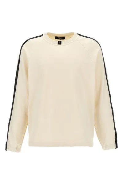 Fendi Mesh Insert Sweatshirt White/black In Multicolor