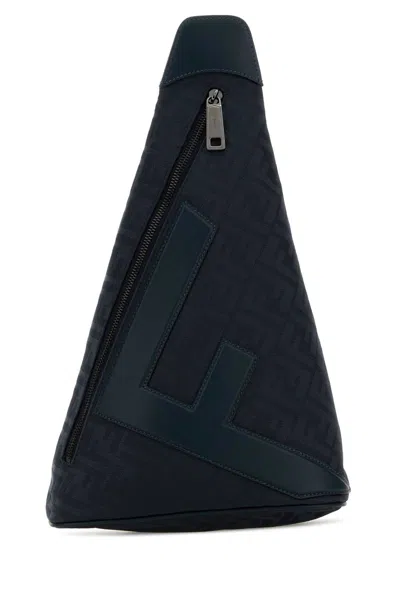 Fendi Men Midnight Blue Canvas  Cono Backpack