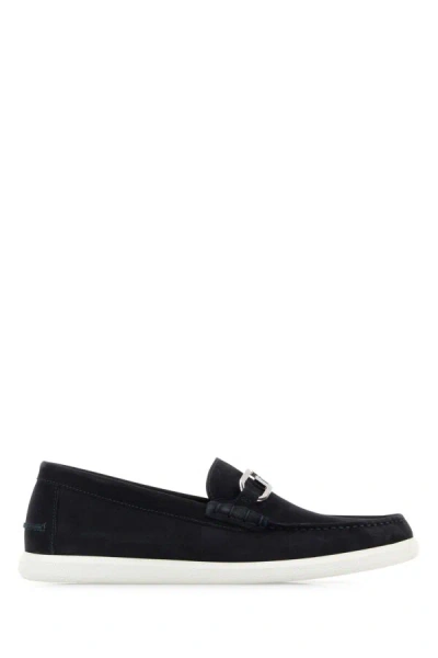 FENDI FENDI MEN MIDNIGHT BLUE SUEDE O LOCK LIGHT LOAFERS