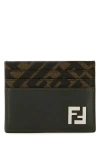 Fendi Men Multicolor Leather And Canvas Cardholder In Multicolor