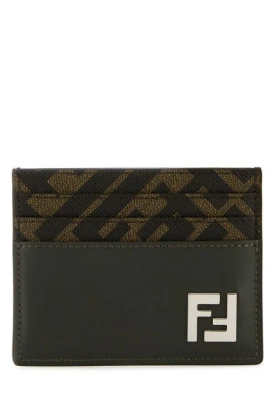 Fendi Men Multicolor Leather And Canvas Cardholder